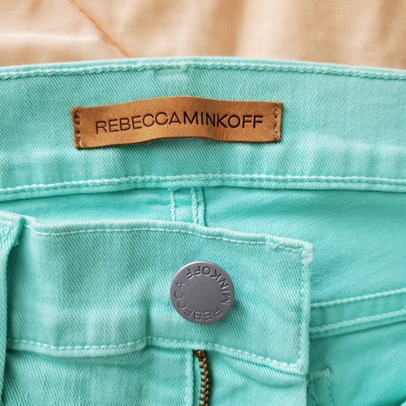 Rebecca Minkoff Turquoise Blue Thompson Twill Mid Rise Skinny Jeans size 27 - Picture 8 of 10